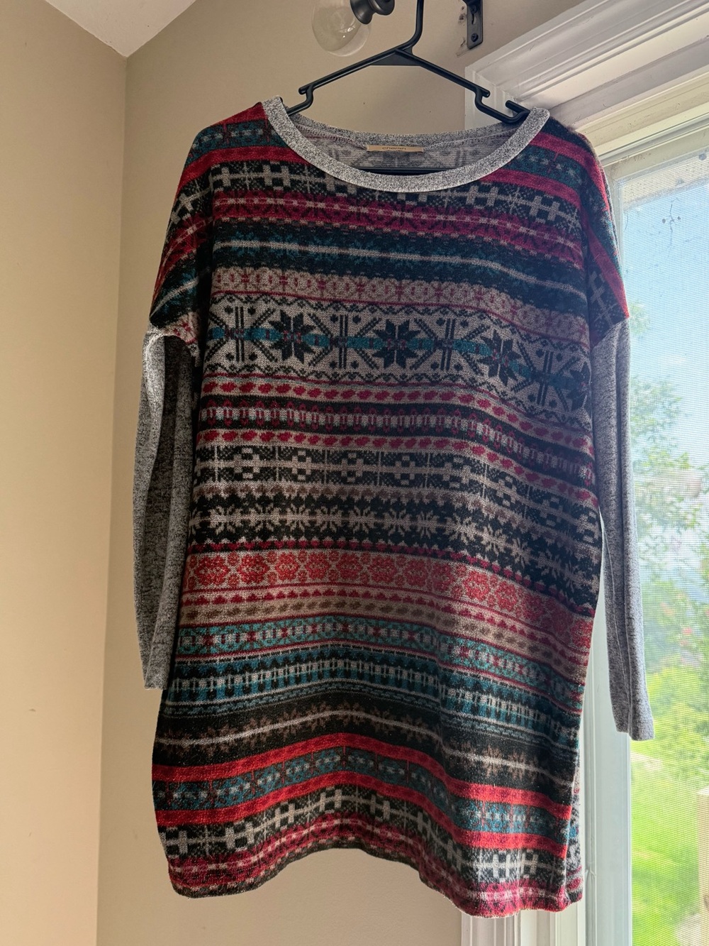 2 for $15 Cherish Multicolor Crewneck Sweater in Red, Teal, Gray, Cream